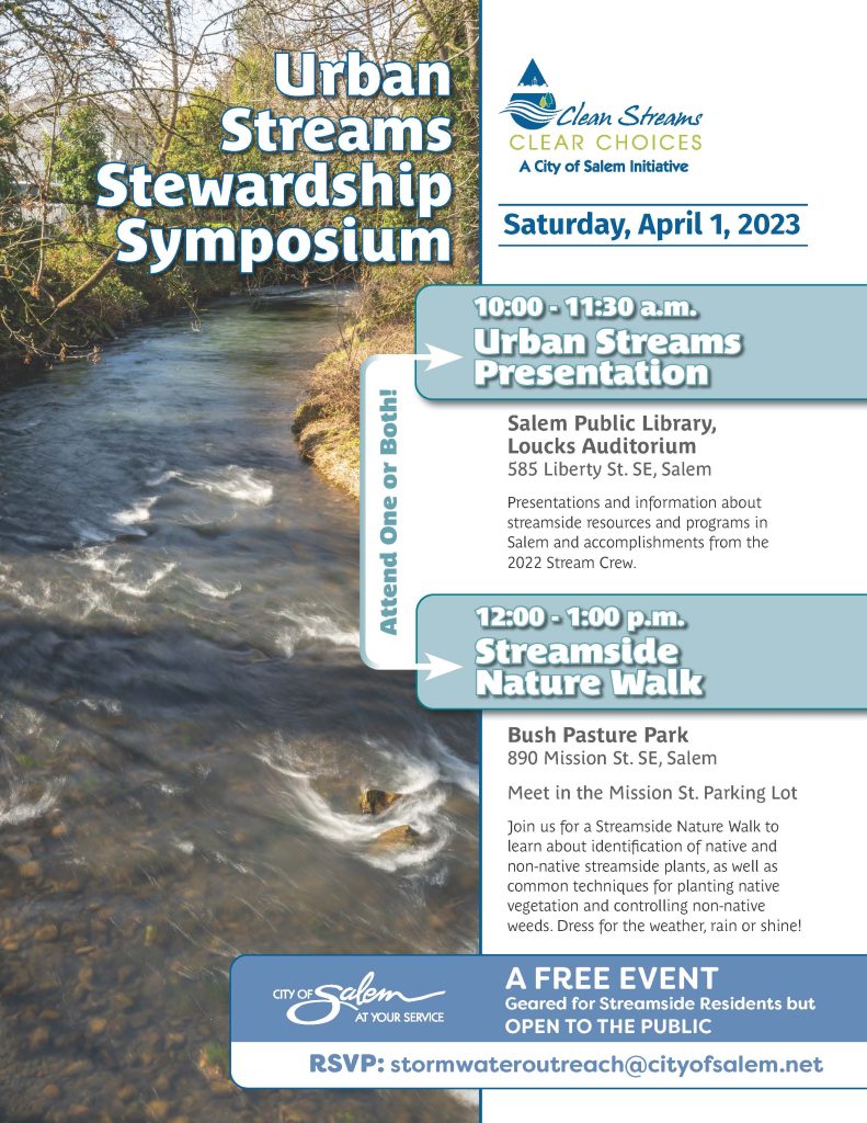 A wordy flyer detailing the 10am-1pm agenda for this free event geared for streamside landowners and open to all.