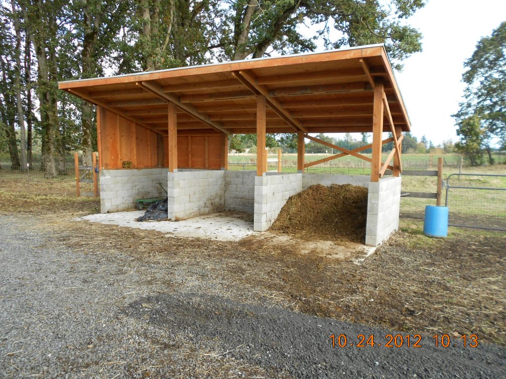 three bin manure compost facility