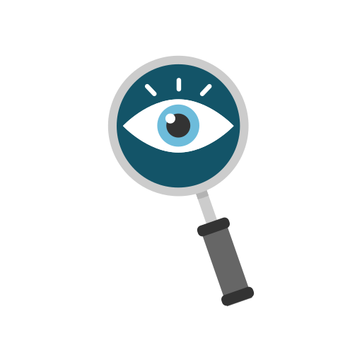 a blue eye inside a magnifying glass