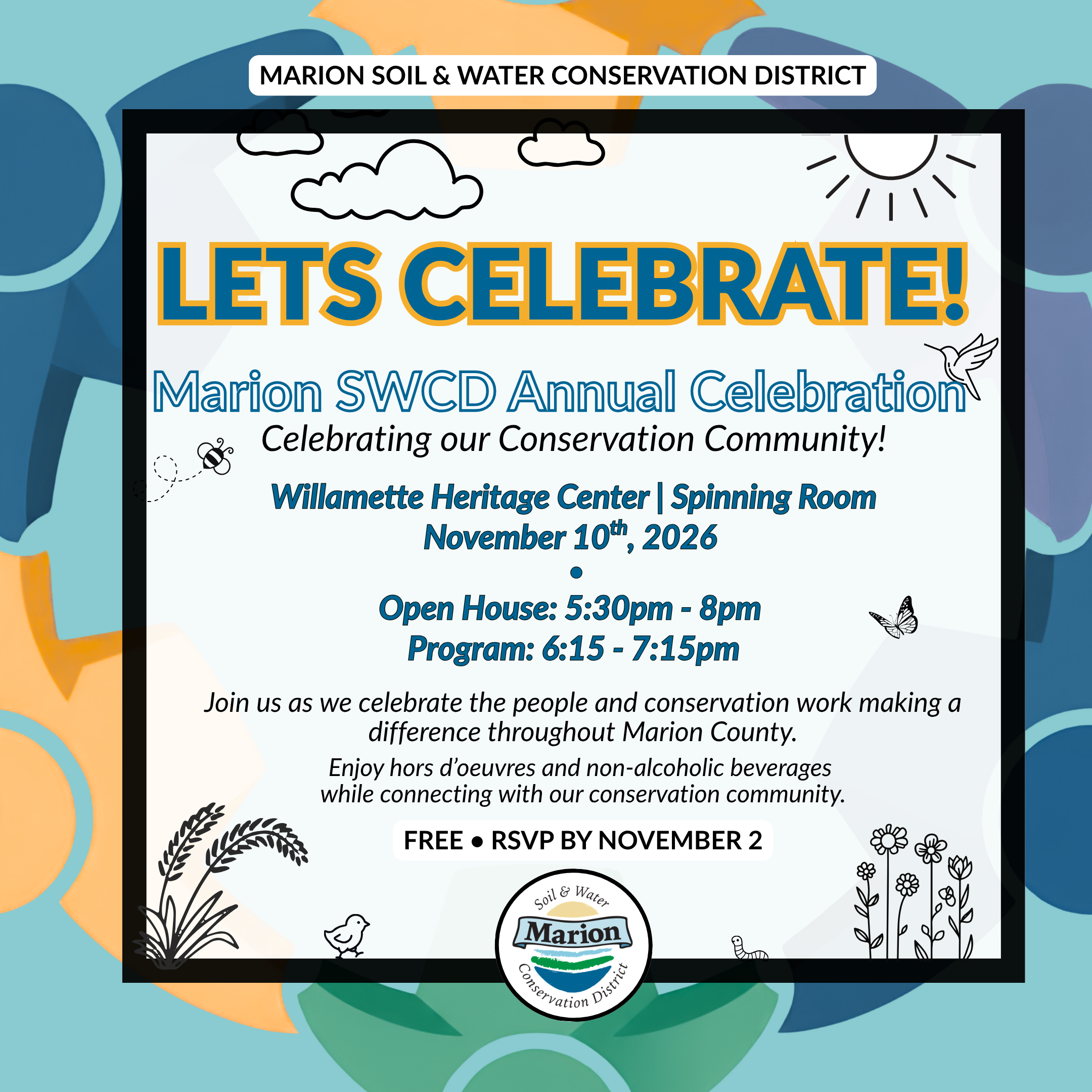 Graphic illustration invitation to attend Annual Celebration Event.